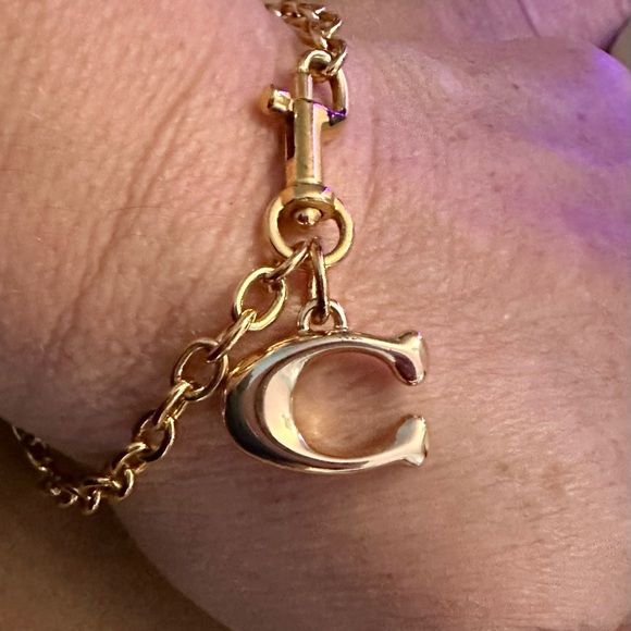 Coach Gold-tone Signature C Dog Leash Clip Charm Bracelet - Picture 1 of 6